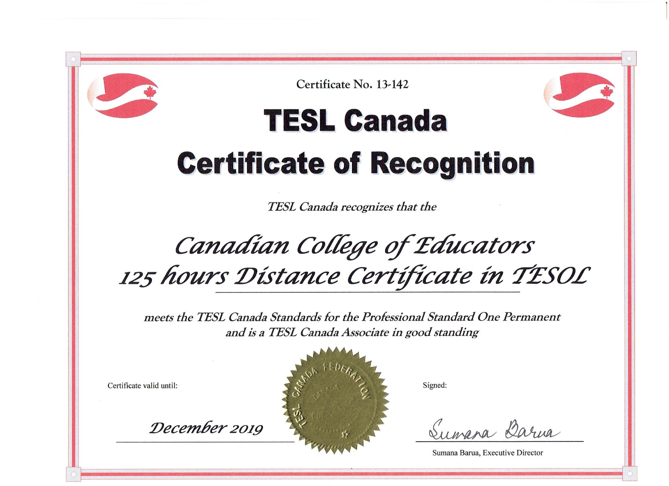 Canadian TESOL Certificate Program With Practicum 125 Hrs Canadian 